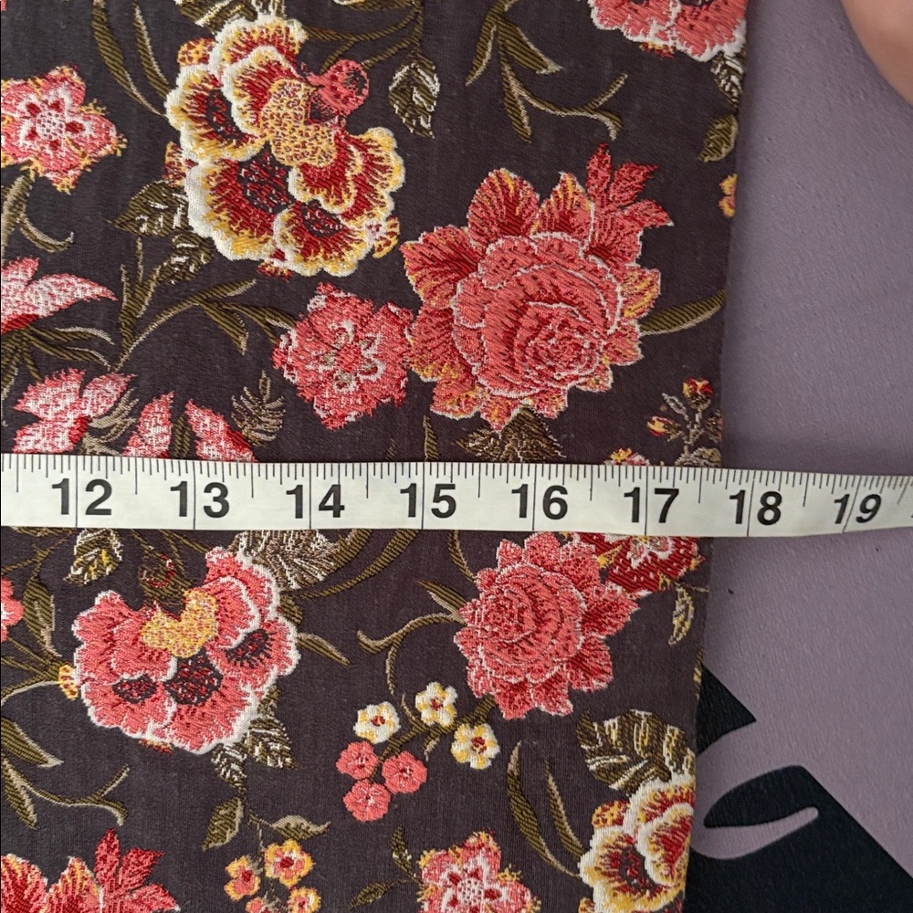 LOFT Floral Patterned Skirt with Red and Yellow Accents - Picture 5 of 6